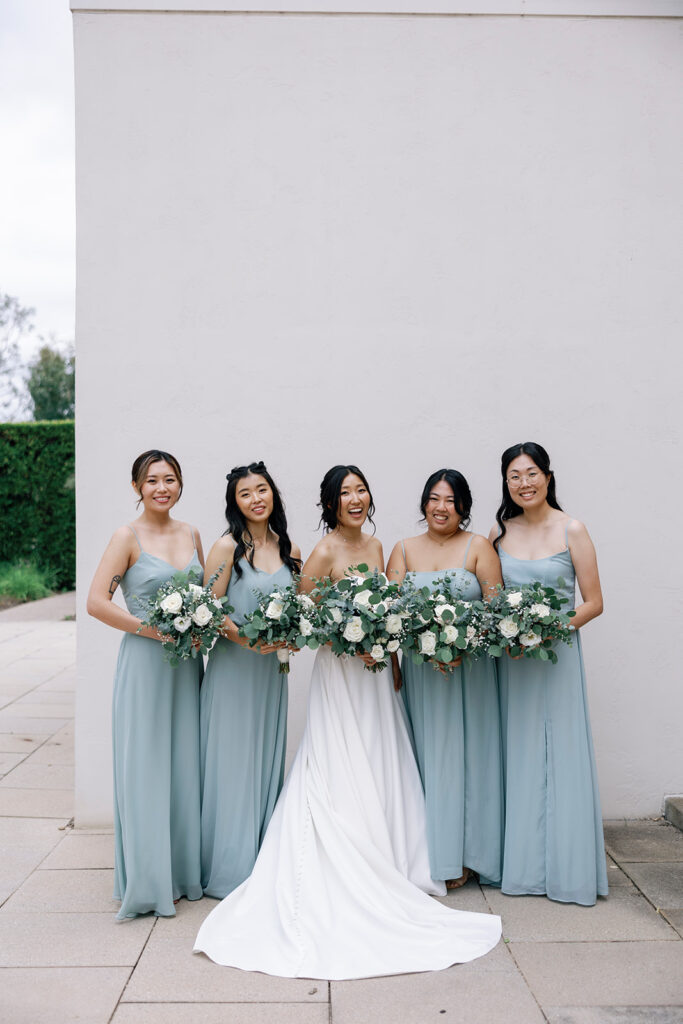 bridesmaids sage green wedding day