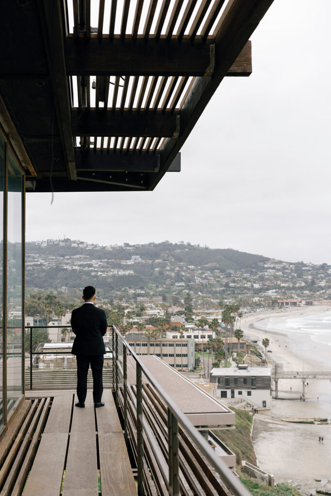 first look seaside wedding