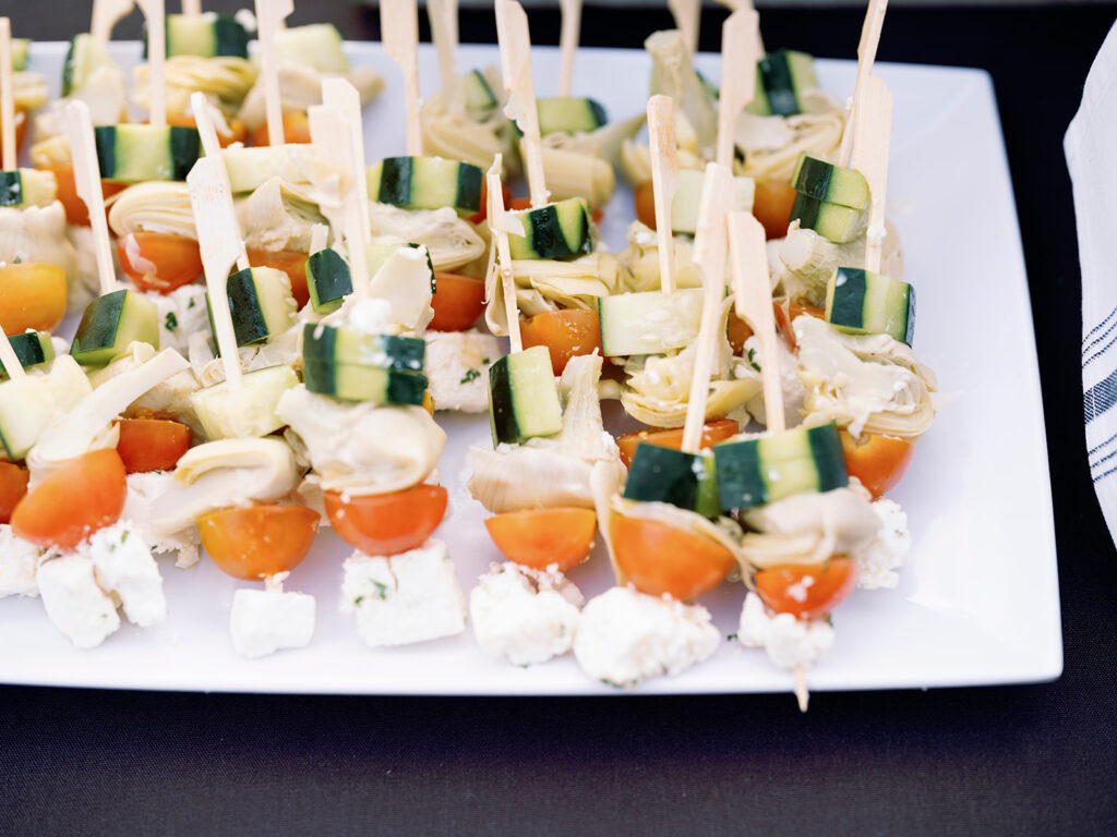 appetizers at seaside wedding