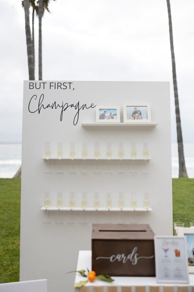 Champagne board at scripps wedding