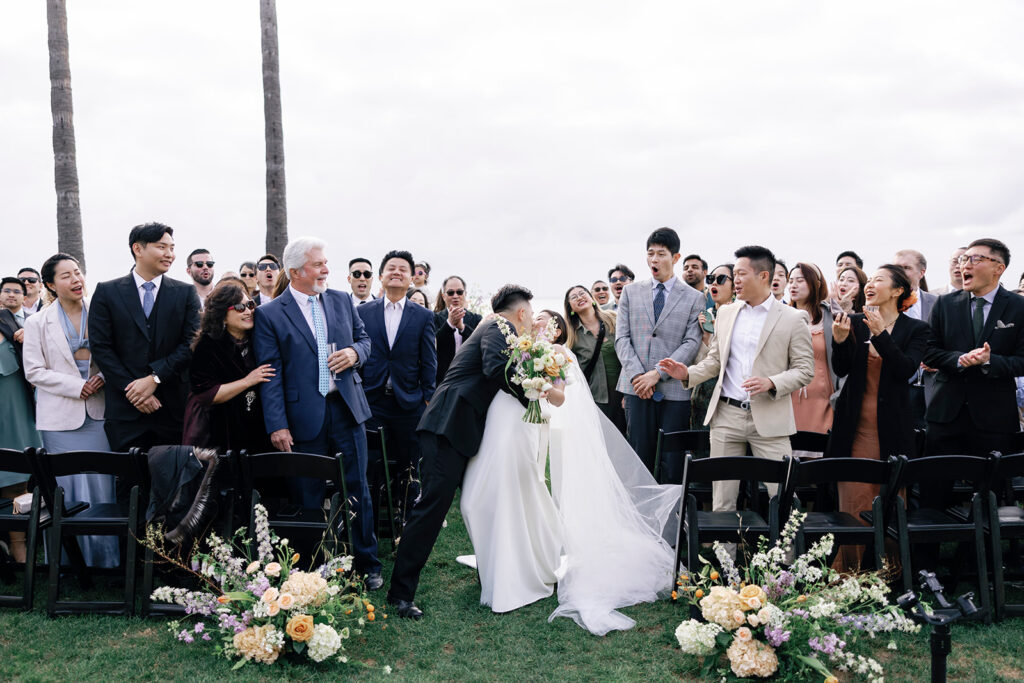 scripps seaside forum wedding just married bride and groom