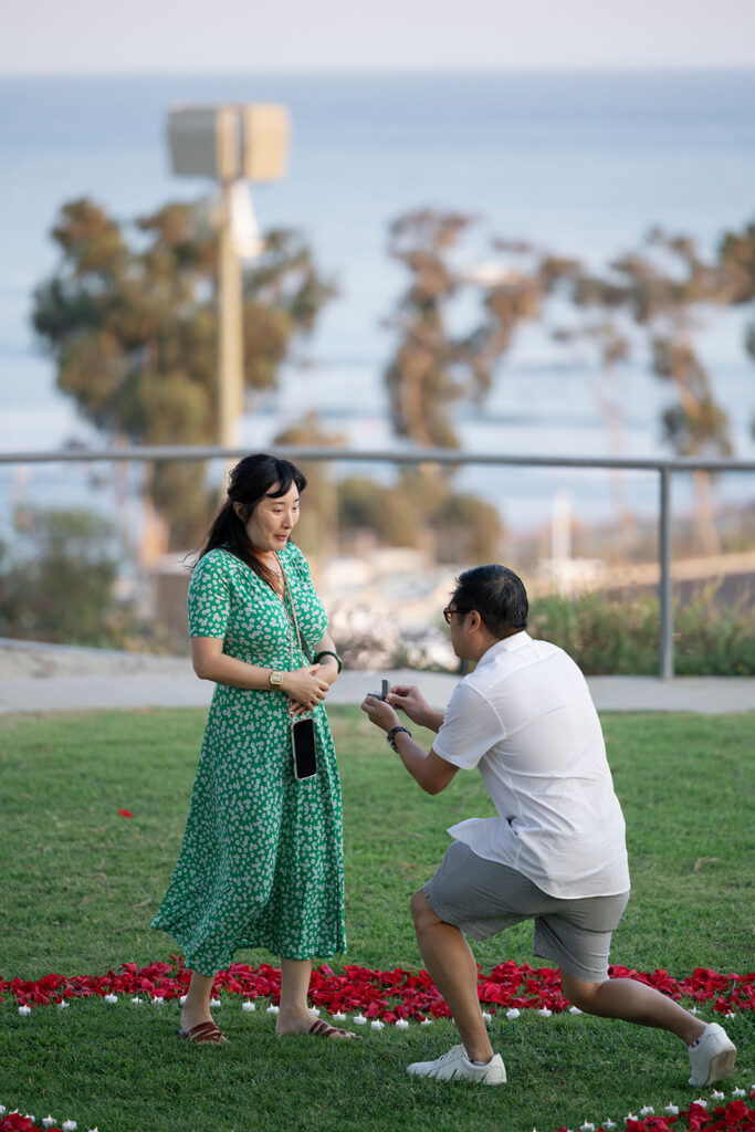 Man pops the question at Dana Point.