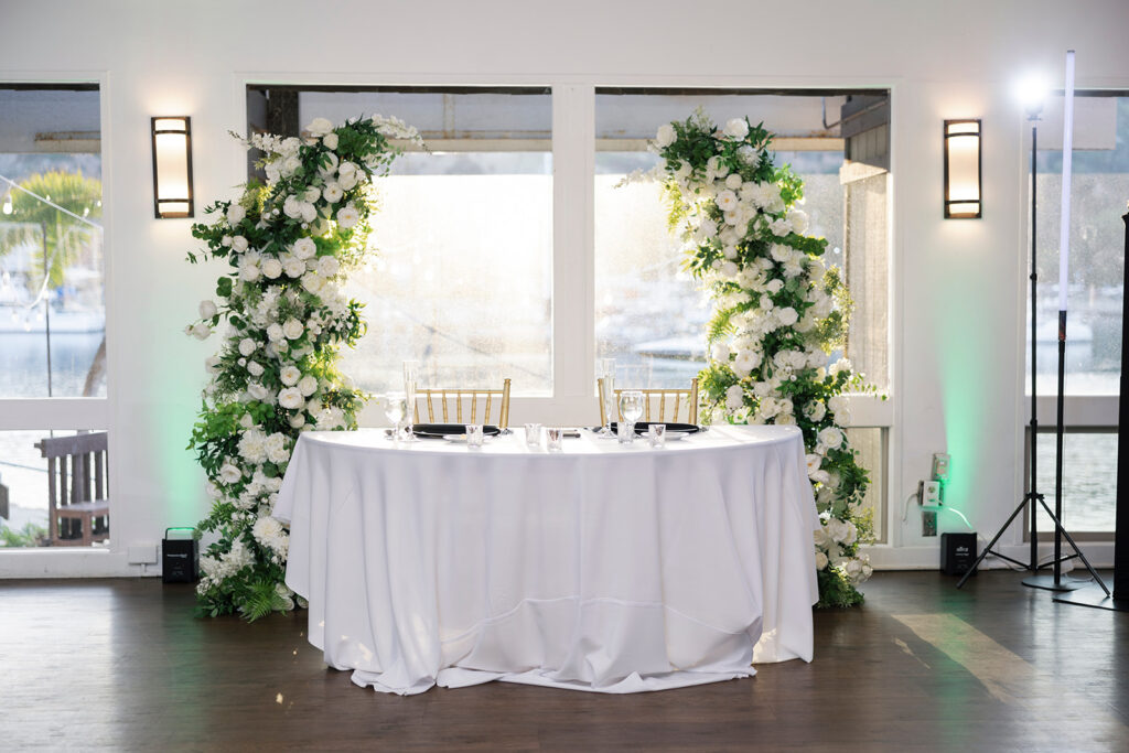 sweetheart table at dana point yacht club wedding venue