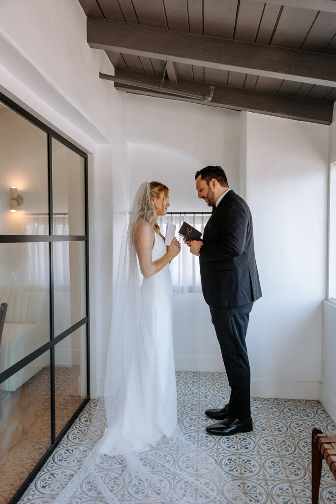 first look photos for wedding at agape 1928 in san clemente