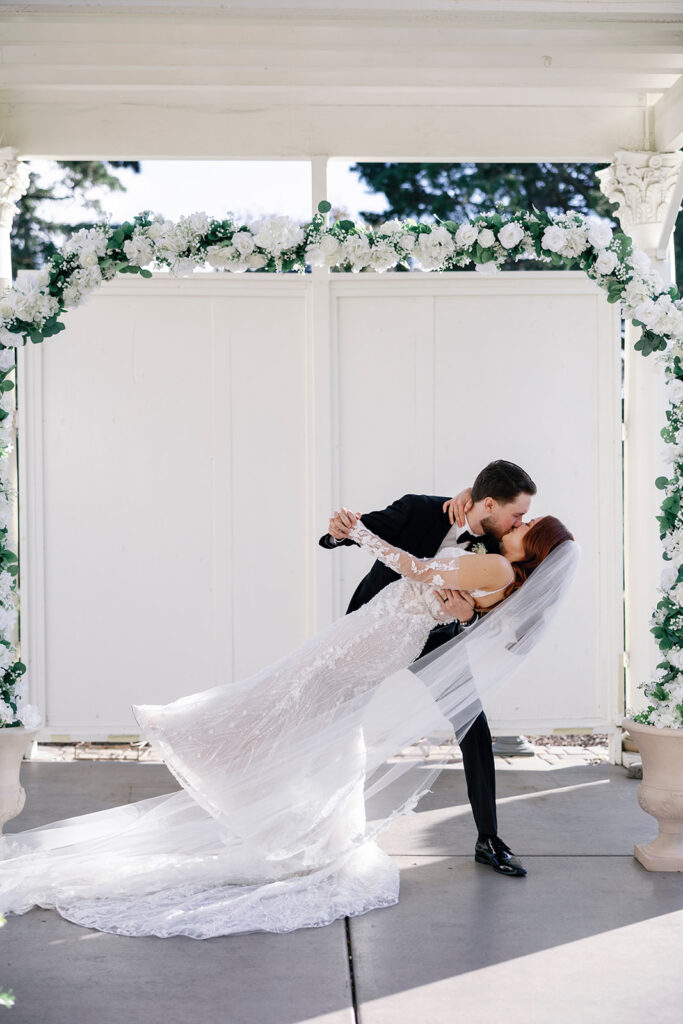 first kiss for jefferson street mansion wedding ceremony